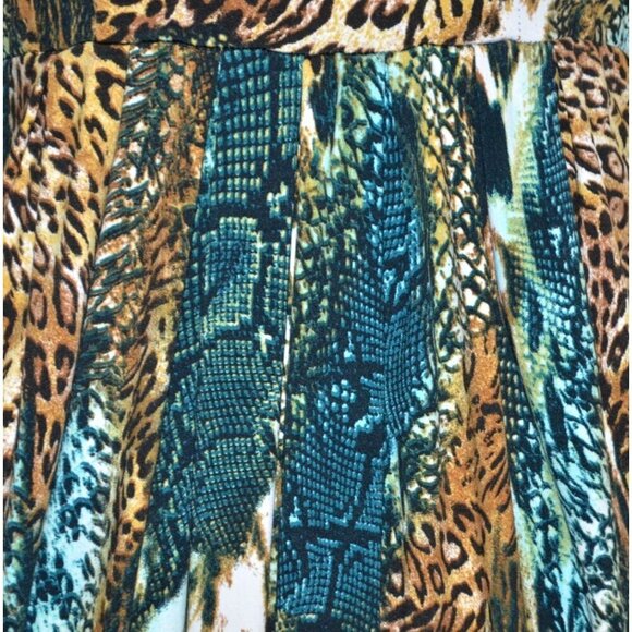 Lennie for Nina Leonard Mixed Animal Print Midi Dress Size S Empire Waist Comfy - Picture 4 of 9